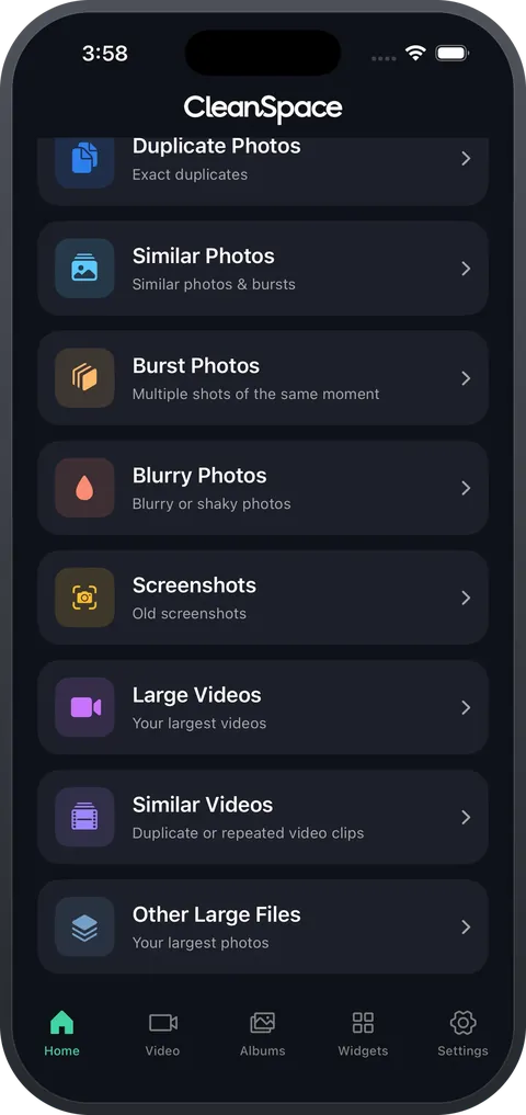 CleanSpace — Clutter categories