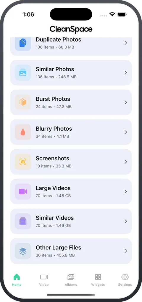 CleanSpace — Clutter categories