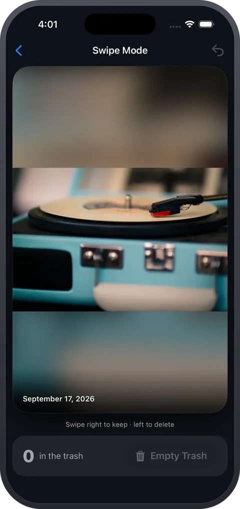CleanSpace — Swipe mode